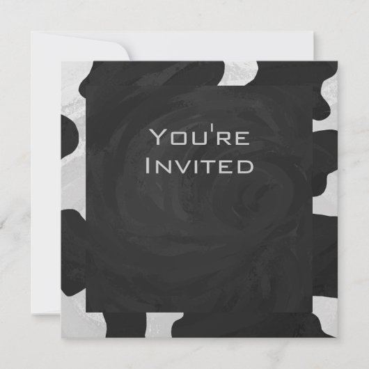 Invitation Monogramme vache noir et blanc (Devant)