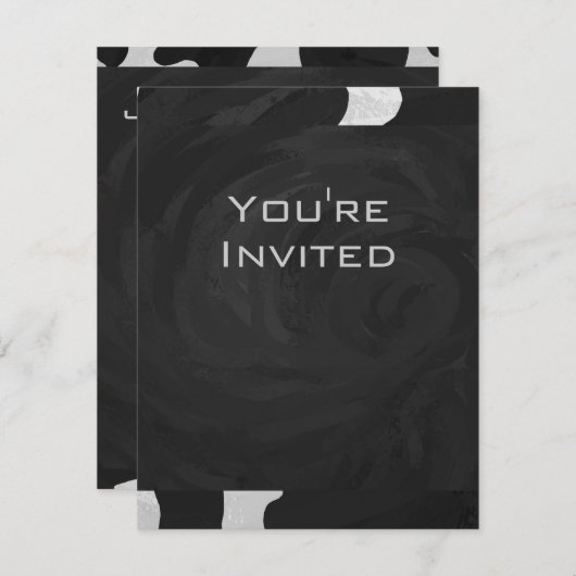 Invitation Monogramme vache noir et blanc (Devant / Derrière)