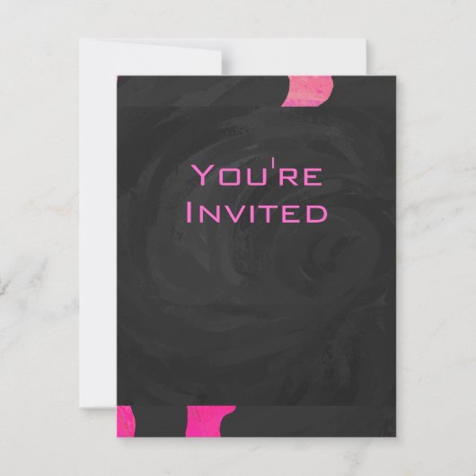 Invitation Monogramme vache rose chaud et noir (Devant)
