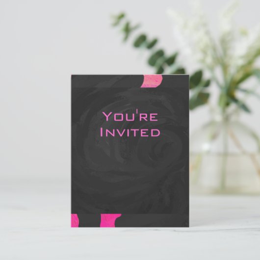 Invitation Monogramme vache rose chaud et noir (Debout devant)