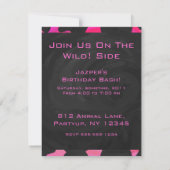 Invitation Monogramme vache rose chaud et noir (Dos)