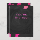 Invitation Monogramme vache rose chaud et noir (Devant / Derrière)