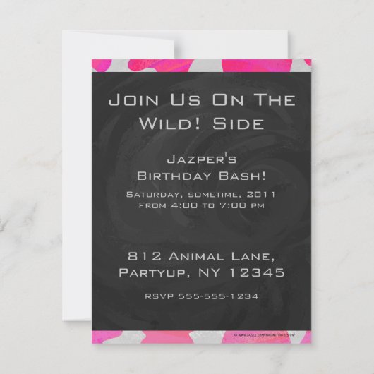 Invitation Monogramme Vache rose et blanc chaud (Dos)