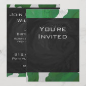 Invitation Monogramme vache vert et blanc (Devant / Derrière)