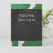 Invitation Monogramme vache vert et blanc (Debout devant)