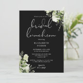 Invitation Monogramme Verdoyant Déjeuner nuptial noir et blan (Debout devant)