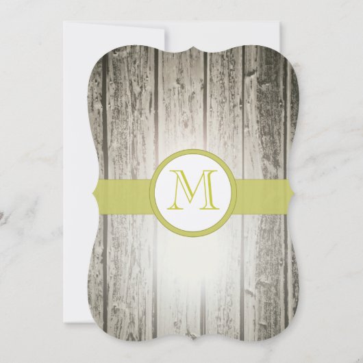 Invitation Monogramme Vert Accents Grange rustique Mariage en (Dos)