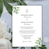 Invitation Monogramme Vert Élégant Moderne Mariage formel