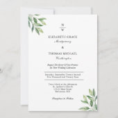 Invitation Monogramme Vert Élégant Moderne Mariage formel (Devant)
