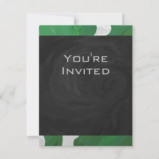 Invitation Monogramme vert et blanc de vache (Devant)
