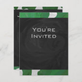Invitation Monogramme vert et blanc de vache (Devant / Derrière)