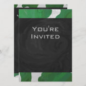 Invitation Monogramme vert et blanc de vache (Devant / Derrière)