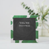 Invitation Monogramme vert et blanc de vache (Debout devant)