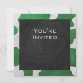 Invitation Monogramme vert et blanc de vache (Devant)
