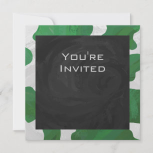 Invitation Monogramme vert et blanc de vache