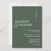 Invitation Monogramme vert foncé moderne Photo QR Code Mariag (Devant)