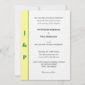 Invitation Monogramme vert jaune tropical minimaliste (Devant)