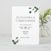 Invitation Monogramme Vert moderne Eucalyptus feuille botaniq (Debout devant)