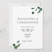 Invitation Monogramme Vert moderne Eucalyptus feuille botaniq (Devant)