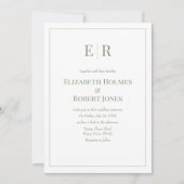 Invitation Monogramme vert olive moderne non Mariage photo (Devant)