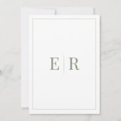 Invitation Monogramme vert olive moderne non Mariage photo (Dos)