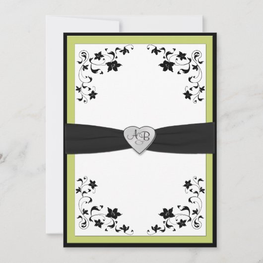 Invitation Monogramme vert poire et noir (Devant)