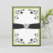 Invitation Monogramme vert poire et noir (Debout devant)