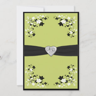Invitation Monogramme vert poire et noir