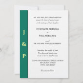 Invitation Monogramme vert tropical minimaliste (Devant)