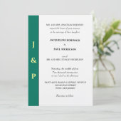 Invitation Monogramme vert tropical minimaliste (Debout devant)