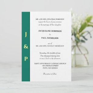 Invitation Monogramme vert tropical minimaliste