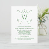 Invitation Monogramme vert Whimsical Flourish Mariage Inviter (Debout devant)