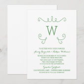 Invitation Monogramme vert Whimsical Flourish Mariage Inviter (Devant / Derrière)