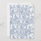 Invitation Monogramme victorien Mariage Floral bleu français (Dos)