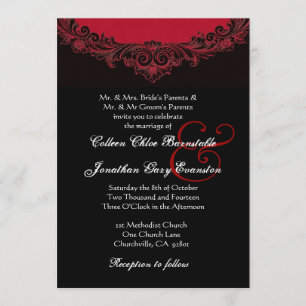 Invitation Monogramme vintage rouge et noir épousant H302