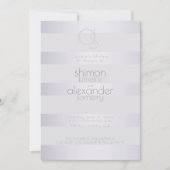 Invitation Monogramme Violet Argent Brimmer Stripes (Devant)