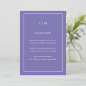 Invitation Monogramme violet minimal Mariage simple et élégan (Debout devant)