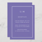 Invitation Monogramme violet minimal Mariage simple et élégan (Devant / Derrière)
