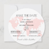 Invitation Monogramme voyage thème mariage enregistrer la dat (Devant)