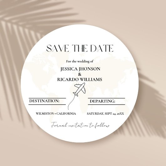 Invitation Monogramme voyage thème mariage enregistrer la dat
