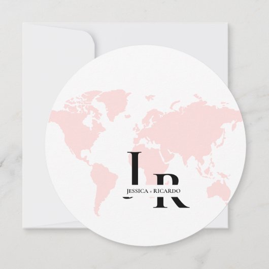 Invitation Monogramme voyage thème mariage enregistrer la dat (Dos)