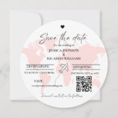 Invitation Monogramme voyage thème mariage enregistrer la dat (Devant)