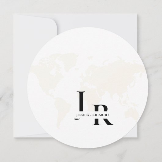 Invitation Monogramme voyage thème mariage enregistrer la dat (Dos)