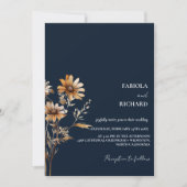 Invitation Monogramme Whimsical Boho Blue Fleur sauvage Maria (Devant)