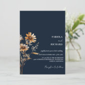 Invitation Monogramme Whimsical Boho Blue Fleur sauvage Maria (Debout devant)