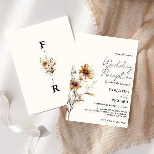 Invitation Monogramme Whimsical Fleur sauvage Réception de ma