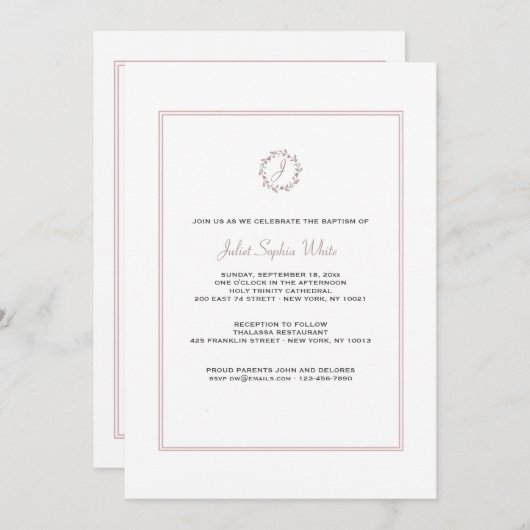 Invitation Monogramme Wreath (Devant / Derrière)