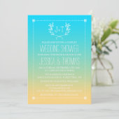Invitation Monogramme Wreath Ombre Beach Wedwer (Debout devant)