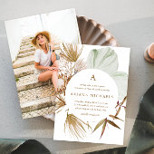 Invitation Monogramme Wreath One Photo Graduation Party