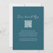 Invitation Monogramme Wreath QR Code Mariage bleu Turquoise (Dos)